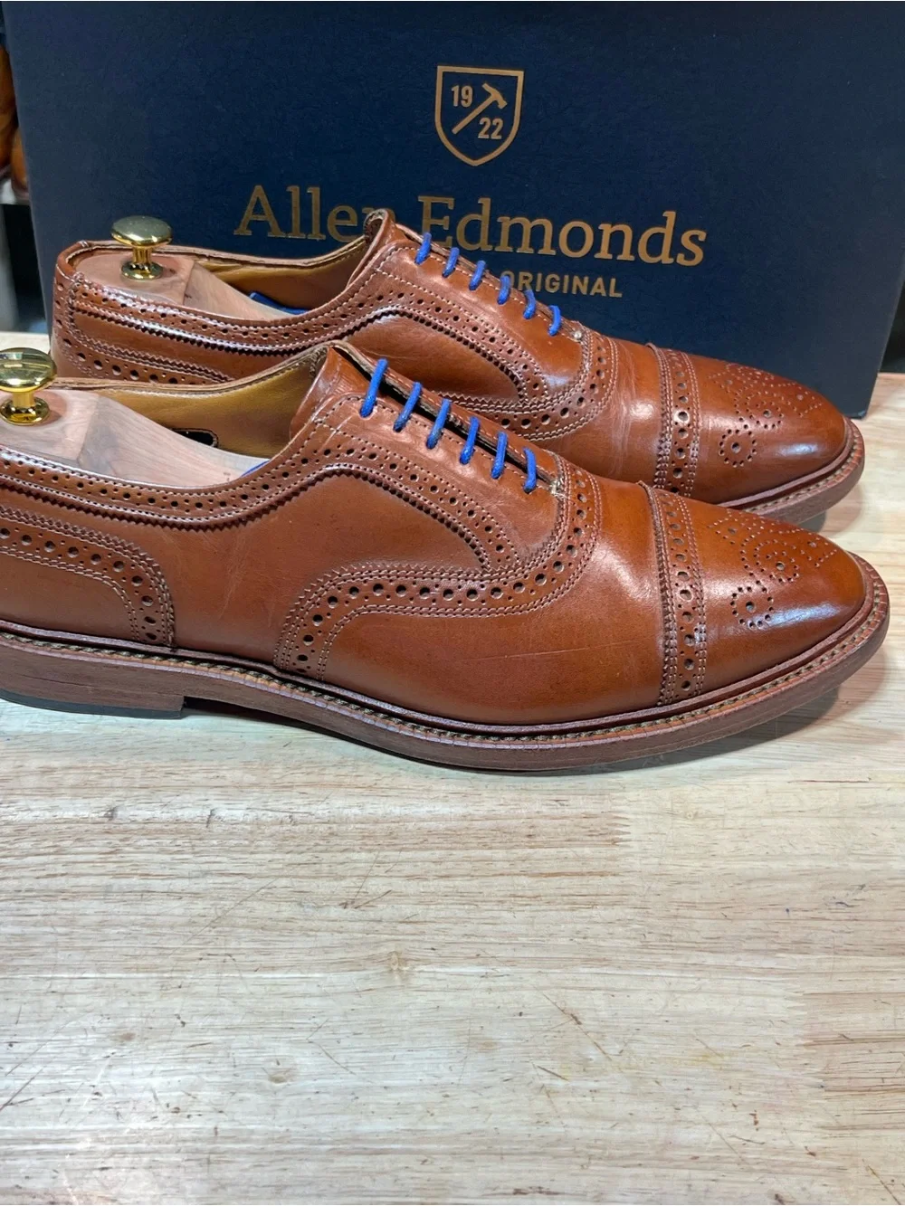 Allen Edmonds Elgin Men’s Leather Brogue Cap Toe Oxfords Sz 11D Made In USA 🇺🇸